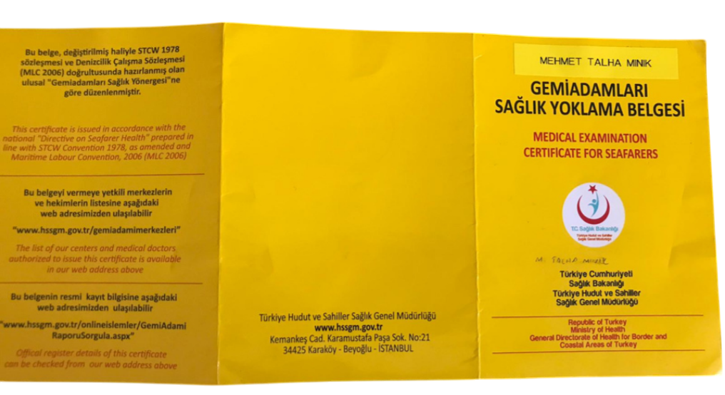 Gemi Adamı Sağlık Raporu Örneği